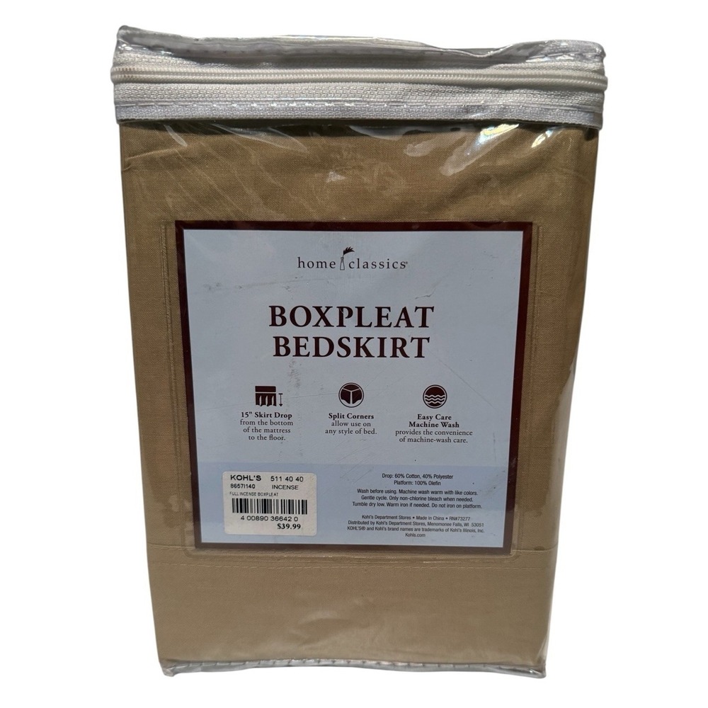 BoxPleat Bedskirt Full Size Beige Home Classics New In Package